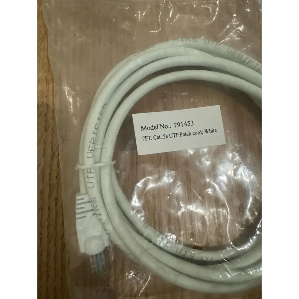 Ethernet Cable 7ft White Cat 5e UTP Patch Cord New (EL06)
